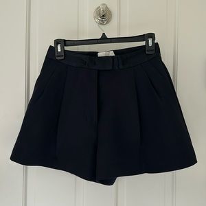 Philip Lim navy wool shorts with satin waist detail; size 0